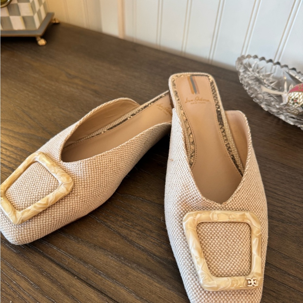 Sam Edelman Cream Textured Mules